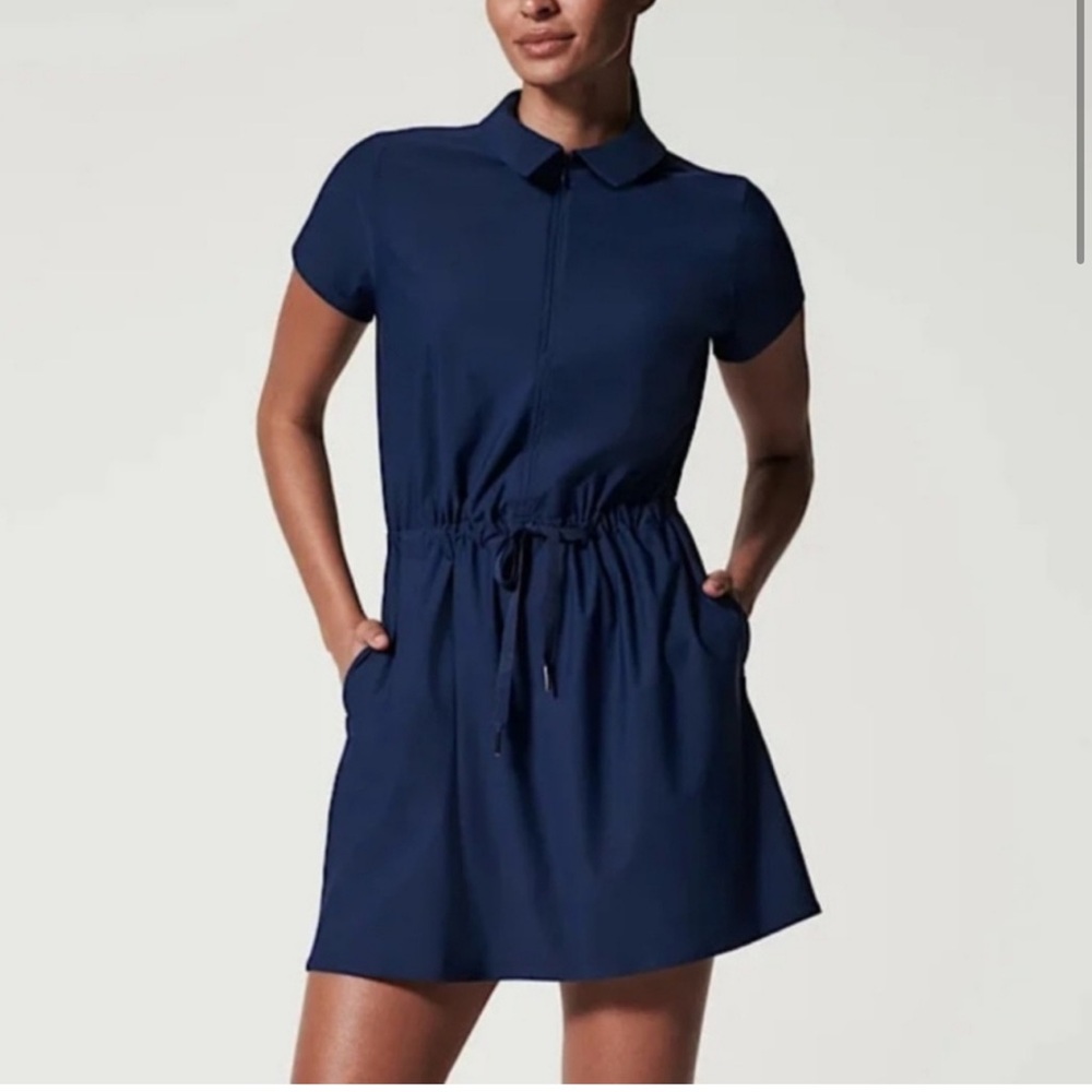 SPANX Sunshine Dress NAVY Blue Size 1X activewear Athleisure Preppy drawstring